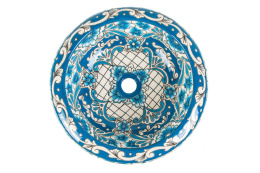 Niebieska umywalka meksykańska z wypukłym wzorem