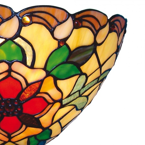 Kolorowy kinkiet witrażowy w kwiaty TIFFANY