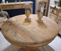 Okrągły indyjski stół drewniany na grubej nodze