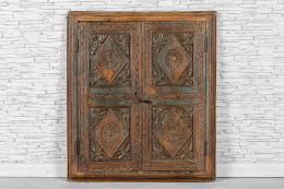 Tekowe rzeźbione drzwi indyjskie panel dekoracyjny