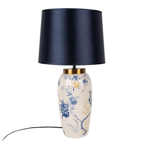 Duża lampa stołowa ceramiczna w kwiaty Clayre & Eef