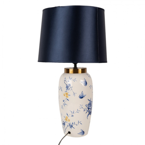 Duża lampa stołowa ceramiczna w kwiaty Clayre & Eef
