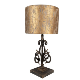 Duża lampa stołowa ze złotym kloszem Clayre & Eef.