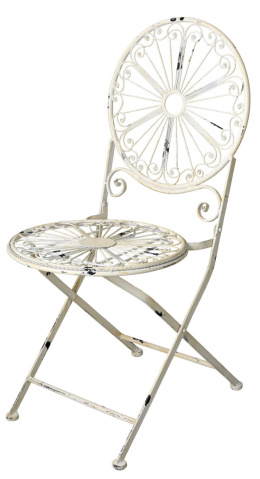 Metalowe krzesło ogrodowe białe postarzane