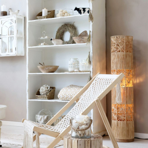 Pleciona lampa podłogowa boho Chic Antique