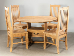 Okrągły stół drewniany + 4 krzesła MORIBANA ALURO