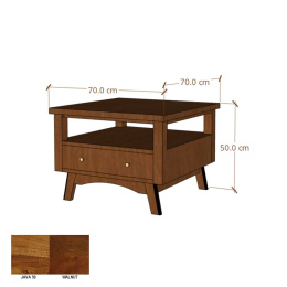 Drewniany stolik kawowy z szufladami 70 cm