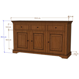 Klasyczna komoda drewniana 150 cm - meble indyjskie