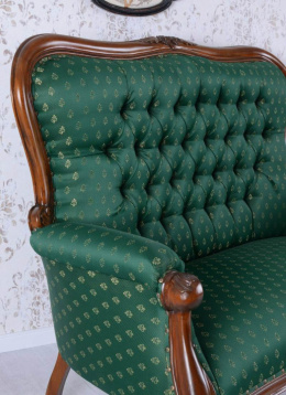 Sofa dwuosobowa zielona pikowana art deco