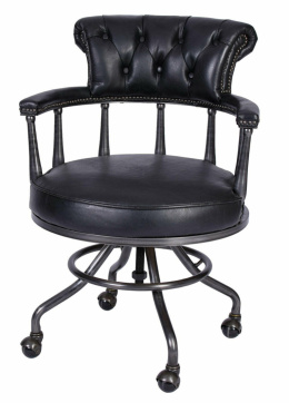 Skórzane czarne krzesło gabinetowe na kółkach
