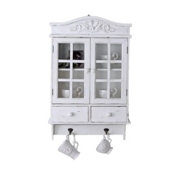 Biała przecierana półka ścienna z haczykami country chic