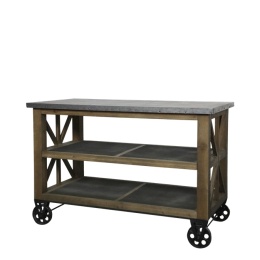 Drewniana konsola rustykalna na kółkach Chic Antique