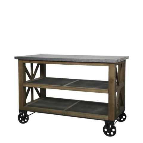 Drewniana konsola rustykalna na kółkach Chic Antique