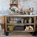 Drewniana konsola rustykalna na kółkach Chic Antique