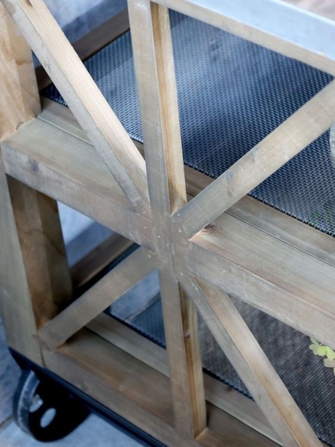 Drewniana konsola rustykalna na kółkach Chic Antique