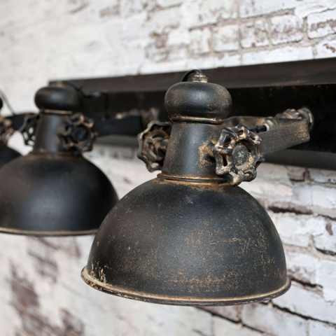Czarna lampa potrójna industrialna Factory Chic Antique