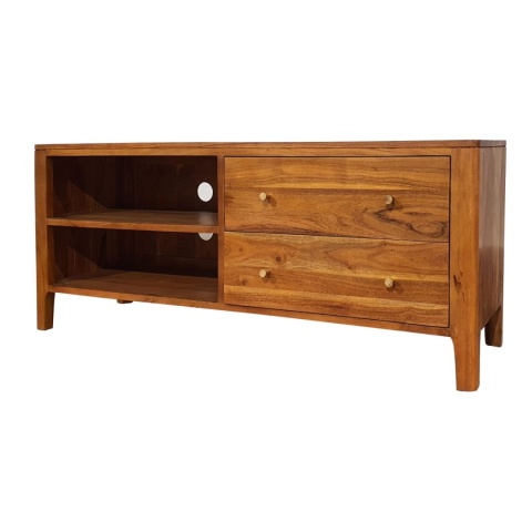 Drewniana mała komoda RTV z szufladami 130 cm