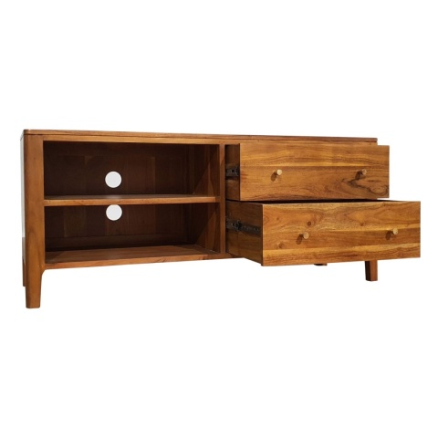 Drewniana mała komoda RTV z szufladami 130 cm