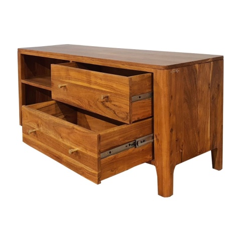 Drewniana mała komoda RTV z szufladami 130 cm