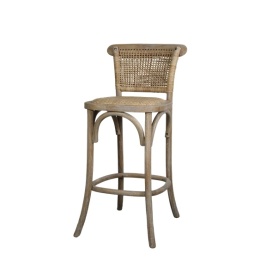 Krzesło barowe drewniane z rattanem Chic Antique