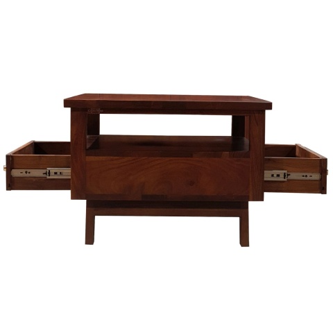 Drewniany stolik kawowy z szufladami 70 cm