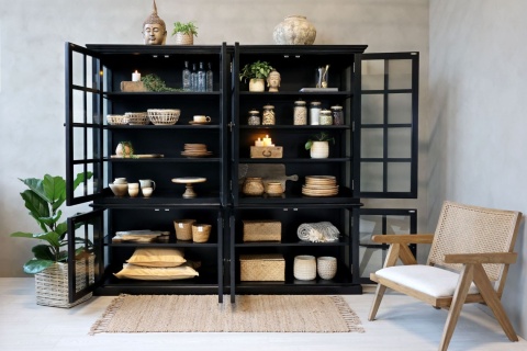 Duża czarna witryna w stylu klasycznym Chic Antique