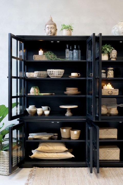 Duża czarna witryna w stylu klasycznym Chic Antique