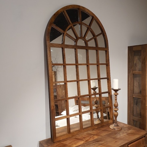 Lustro "okno" w drewnianej ramie z Indii 160x100 cm