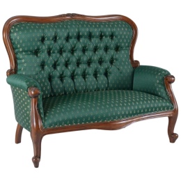 Sofa dwuosobowa zielona pikowana art deco