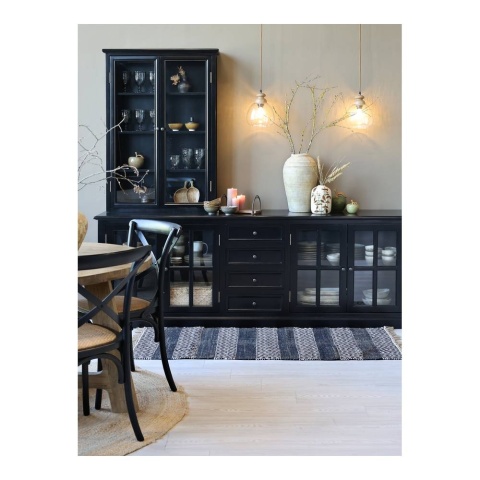 Duża czarna komoda drewniana MARSYLIA Chic Antique