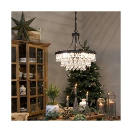 Klasyczny czarny żyrandol z kryształkami Chic Antique C