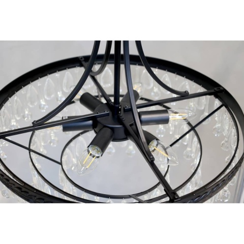 Klasyczny czarny żyrandol z kryształkami Chic Antique C