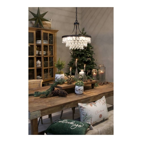 Klasyczny czarny żyrandol z kryształkami Chic Antique C