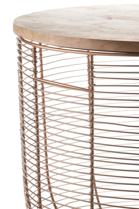 Designerski miedziany stolik loft BASE ALURO GOLD