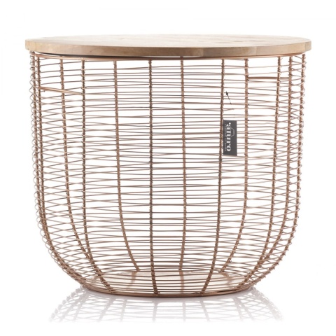 Designerski miedziany stolik loft BASE ALURO GOLD