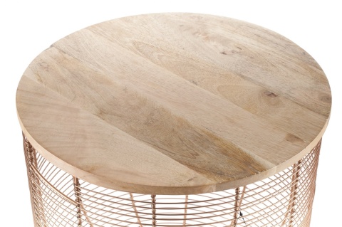 Designerski miedziany stolik loft BASE ALURO GOLD