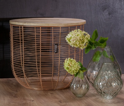 Designerski miedziany stolik loft BASE ALURO GOLD