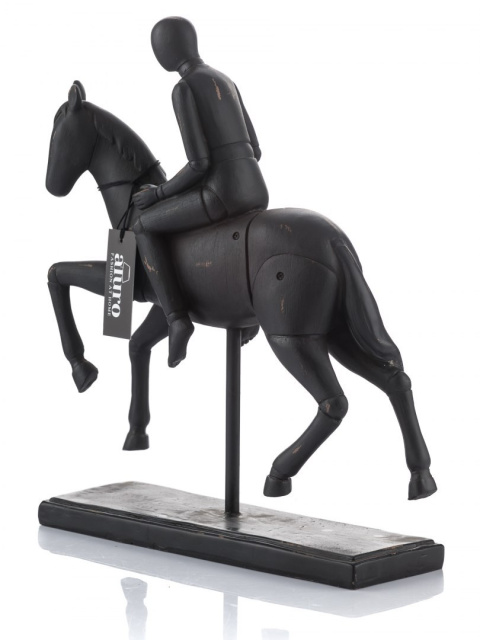 CZarna figura koń z jeźdźcem ASTICA ALURO