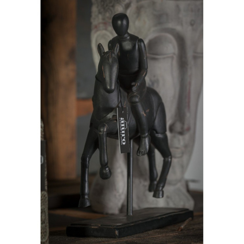 CZarna figura koń z jeźdźcem ASTICA ALURO