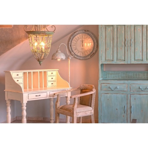 Okągły niebieski zegar prowansalski MAZINE ALURO